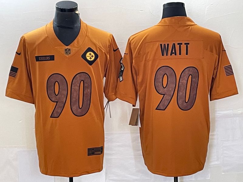 Men Pittsburgh Steelers #90 Watt brown Nike 2023 Salute To Service Limited NFL Jersey